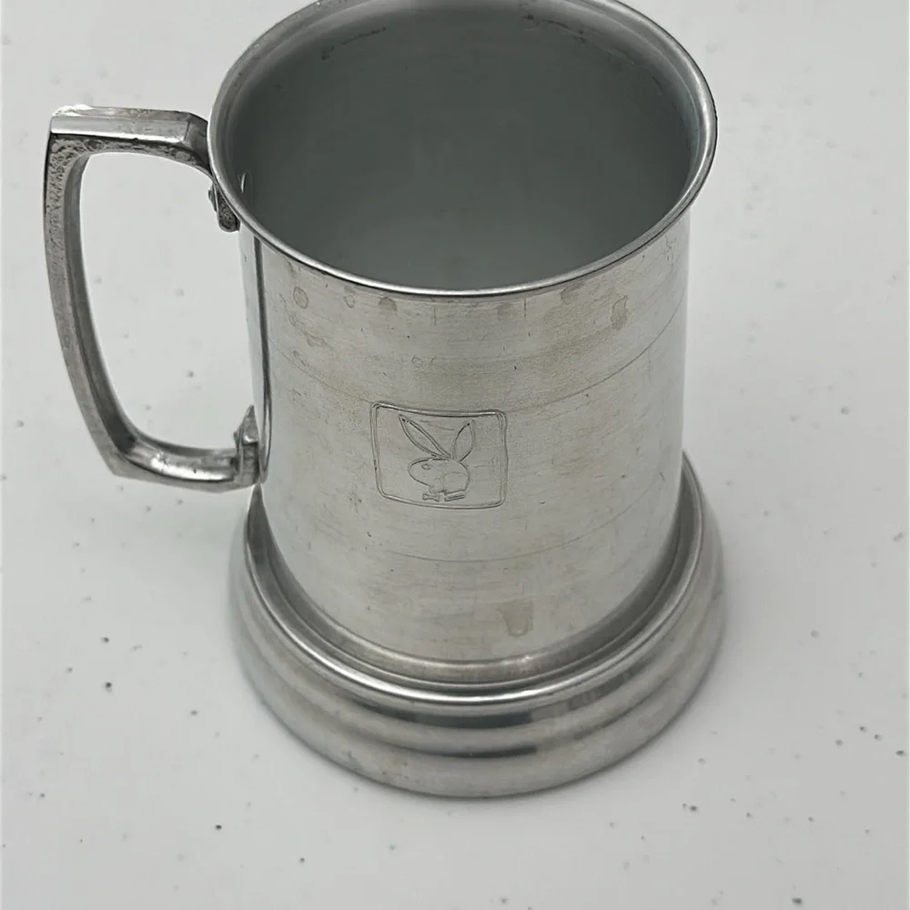 1970’s Playboy Club Vintage Aluminum Beer Mug Stein With Glass Bottom